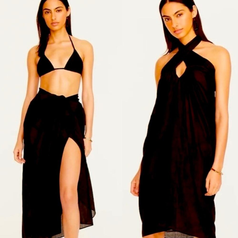 NEW J.Crew Convertible Black Beach Sarong XXS NWT